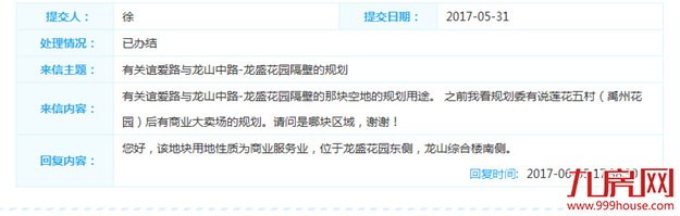 市规划委:谊爱路与龙盛花园隔壁空地性质为商业服务——九房网